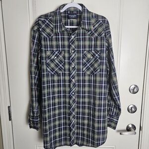 Wrangler Pearl Snap Button Down Long Sleeve Shirt Size XXL